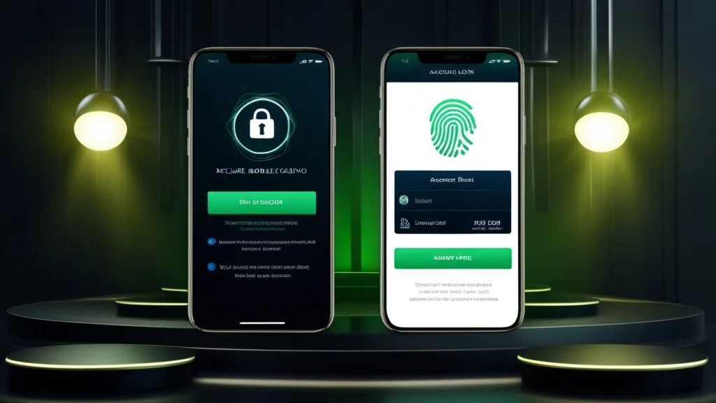 Secure mobile casino login screen with fingerprint and lock icon