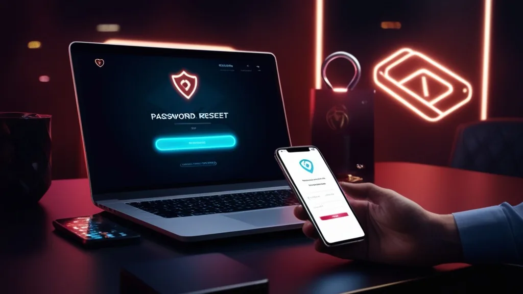 Password reset screen with a phone code in a dark casino-style setting